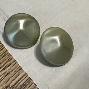 Vintage Clip Earrings Matte Satin Japan Green Bead
